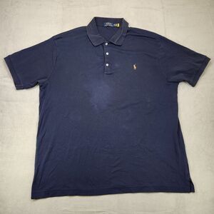 Polo Ralph Lauren Polo Shirt Mens 2XB Navy Blue Short Sleeve Stretch Cotton Pony